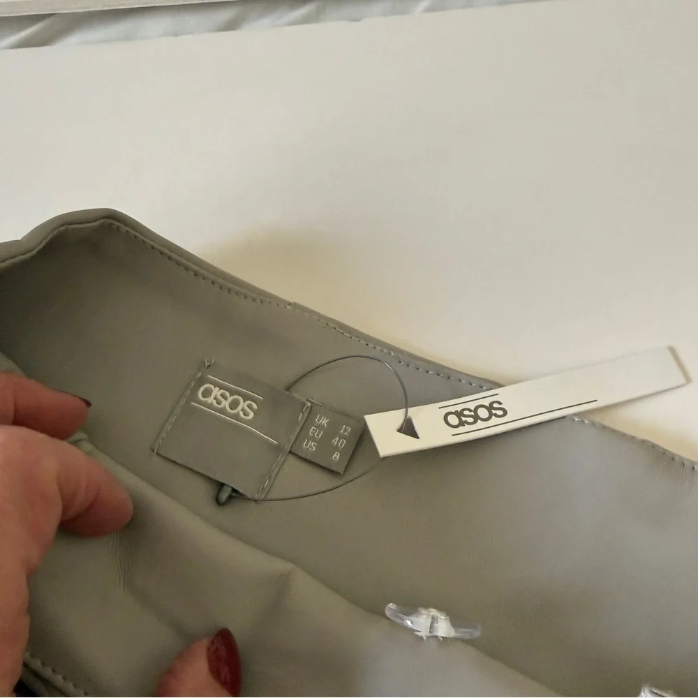 ASOS Utility Wrap Midi Skirt Pencil Asymmetrical Gray NWT Size 8 - Picture 6 of 7